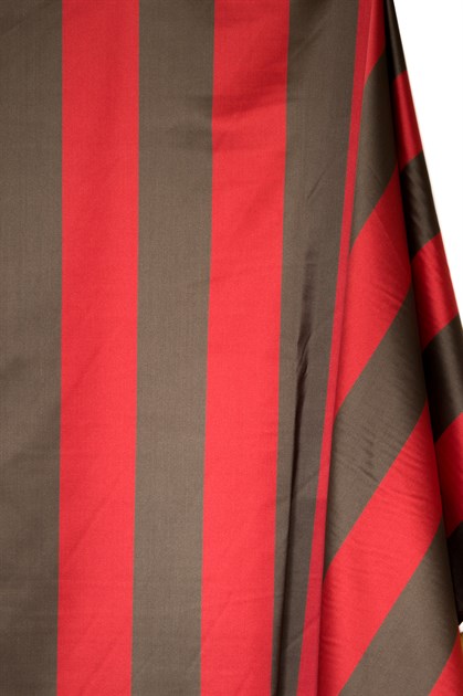 Picture of Stripe Faux Silk - Red and Brown