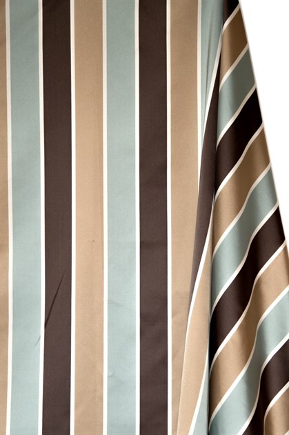 Picture of Stripe Faux Silk - Light Blue, Beige and Brown
