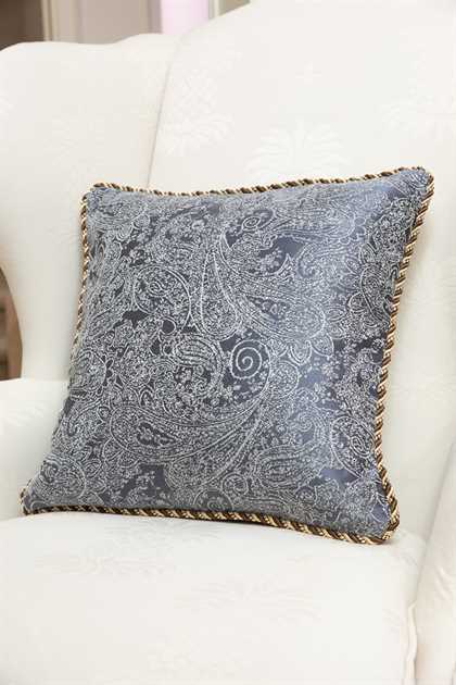 Picture of Gray Blue Paisley Pillow Case