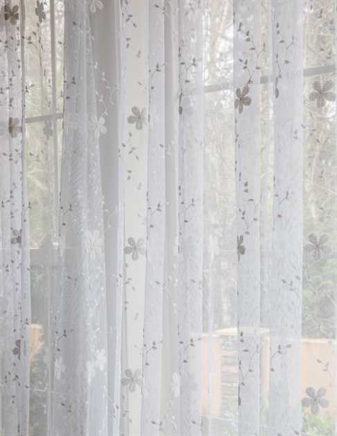 Picture of White Star Flower Sheer Curtains